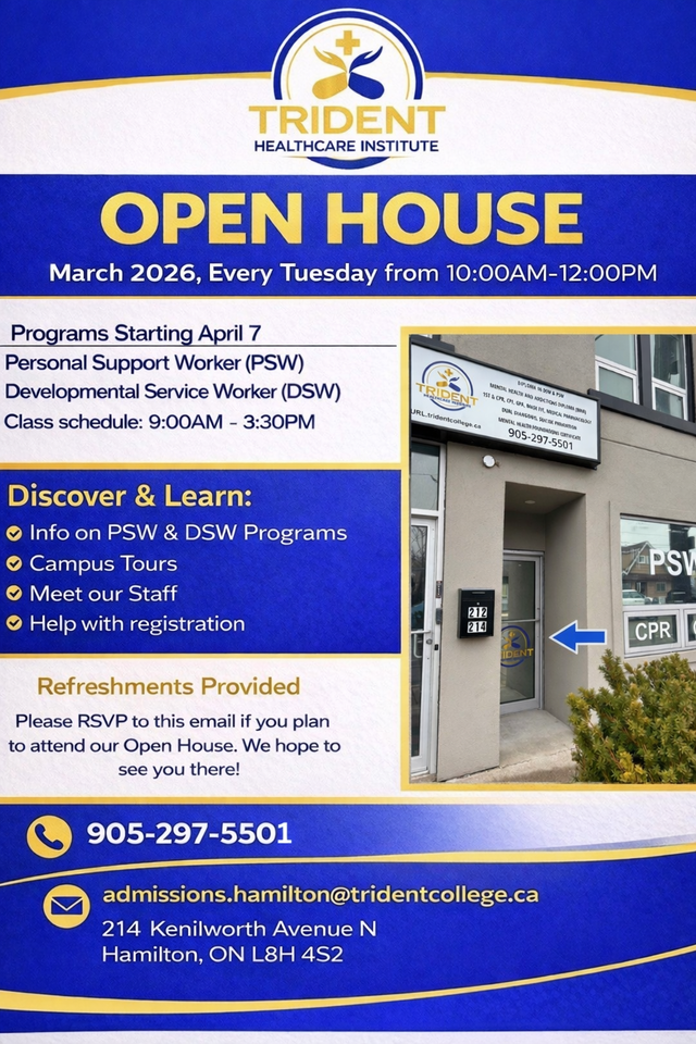 March Open House at Trident Healthcare Institute – Hamilton