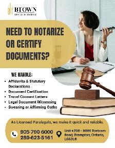 Legal services, Notary and Apostille Brampton