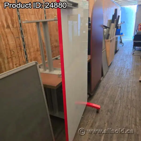 Red Frame Clarus Portable Double Sided Rolling Glass Whiteboard