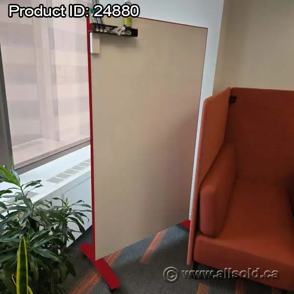 Red Frame Clarus Portable Double Sided Rolling Glass Whiteboard - Photo 2