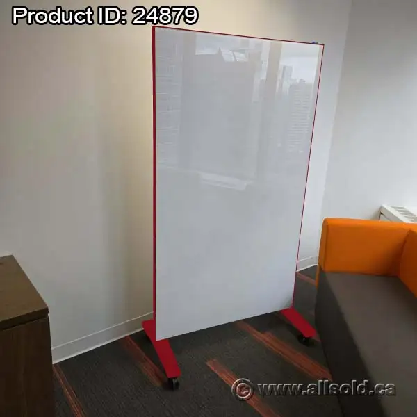 Clarus go Mobile Portable Rolling Glass Whiteboard w/ Red Frame - Photo 2