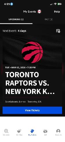 raptor tickets March 3 playing New York Knicks