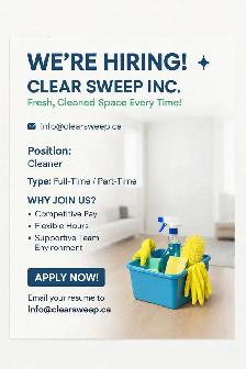 We are looking for experienced Residential & Commercial Cleaners