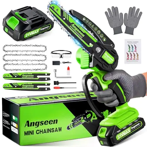 (New)ANGSEEN Mini Chainsaw Cordless 6 Inch, 850W Electric Chains