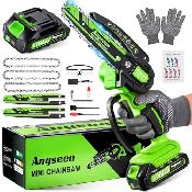 (New)ANGSEEN Mini Chainsaw Cordless 6 Inch, 850W Electric Chains