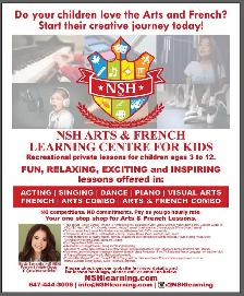 Arts (Piano/Dance/Visual), English & French Lessons - Kids