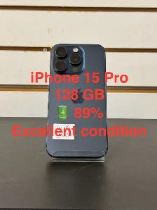 iPhone 15 Pro 128 GB 89% battery health excellent condition