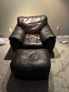 Leather Chair and Ottoman