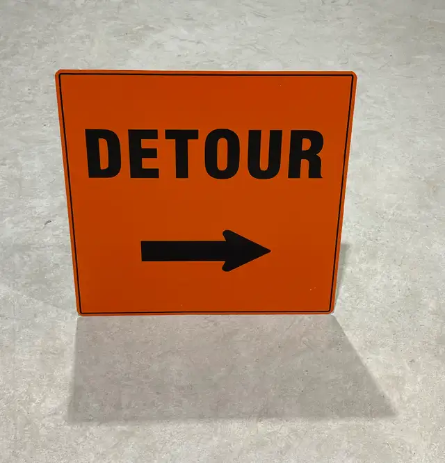 Metal "Detour" Sign - Clean & Bright!
