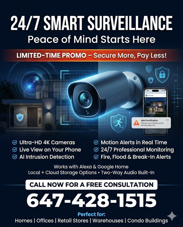 Best Price on 4K Night Vision Security Cameras Call 647-428-1515
