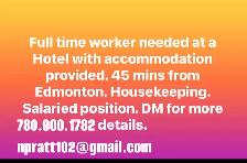 Full Time Hotel Job with Accommodation