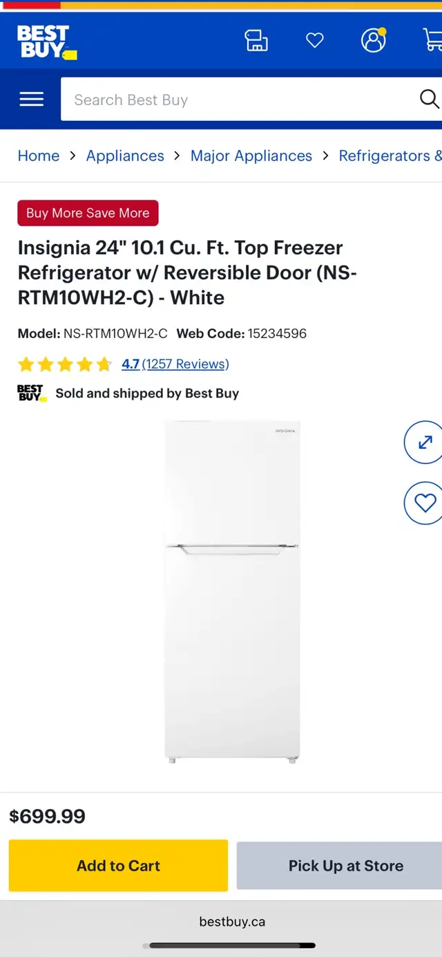 NEW 24" Insignia Top Freezer Fridge (10.1 Cu.Ft) Frost Free - Photo 9