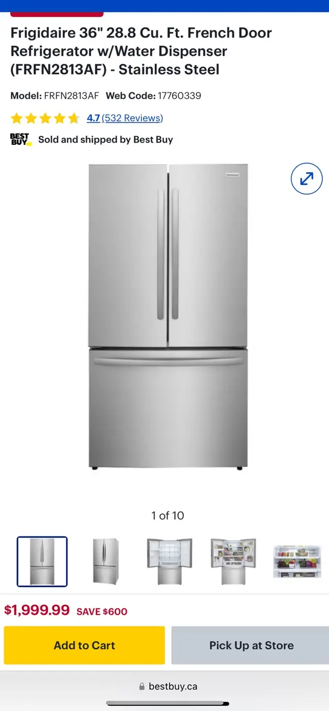 NEW 36" Frigidaire Interior Water&Ice Fridge (Stainless Steel) - Photo 10
