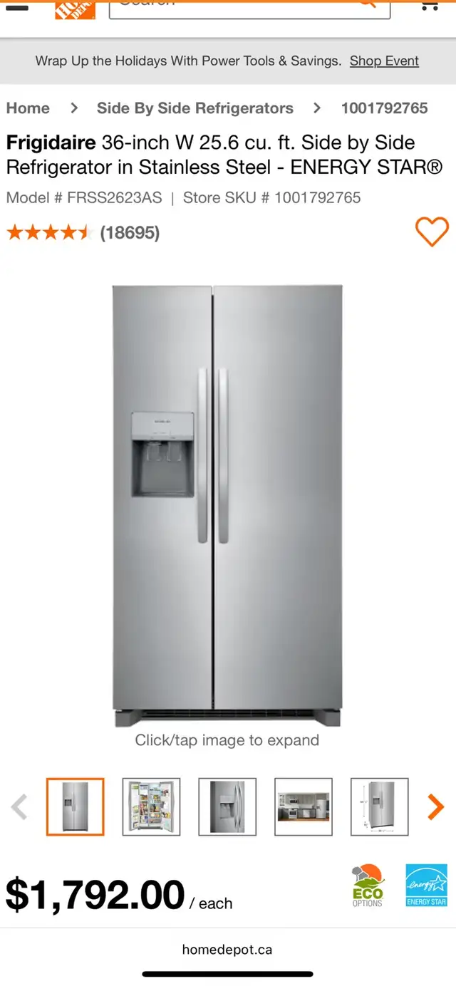 NEW 36" Frigidaire External Water&Ice Side By Side Fridge 25 CF - Photo 10