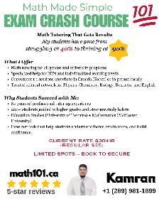 MATH TUTOR - ONTARIO CURRICULUM - $30/hr