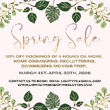 Home organizing promo 10% off! Light At The End Of The Clutter