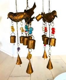 Colorful Glass Balls Copper Birds Wind Chime - Photo 2