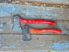 Pair of vintage Canadian hatchets on original handles