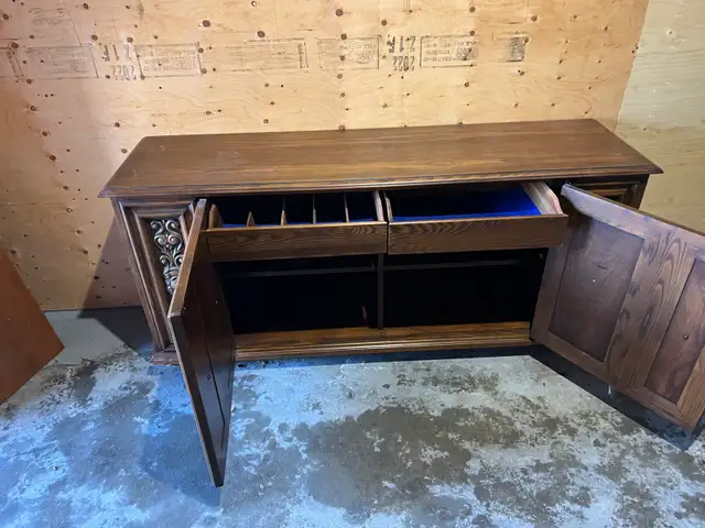 Free delivery used Vintage Wooden Sideboard Buffet - Photo 8