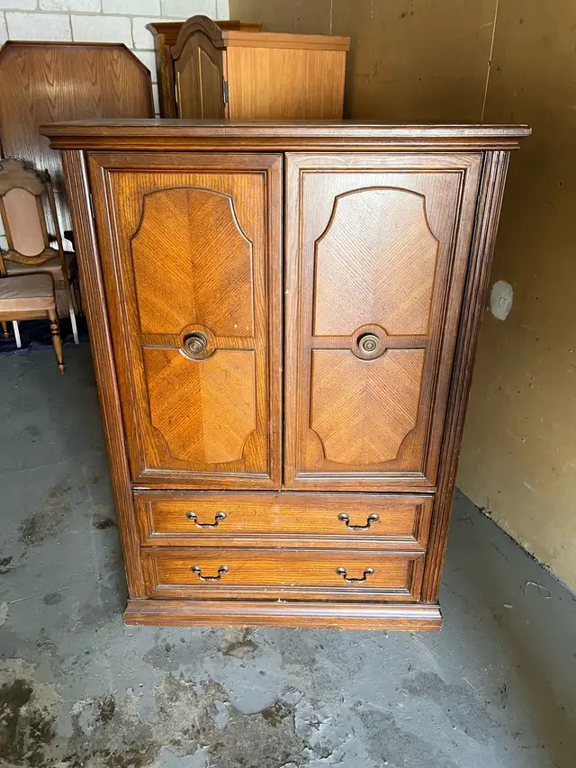 Free delivery used Wooden Armoire with Drawers - Photo 2