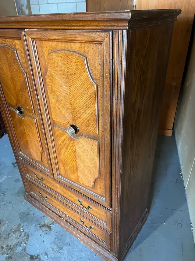 Free delivery used Wooden Armoire with Drawers - Photo 4