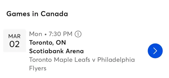 2 Tickets Toronto maple leafs VS Philadelphia Flyers