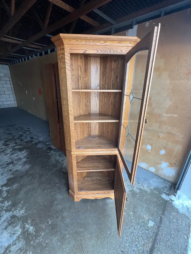 Free delivery used solid wood Corner Cabinet with Glass Doors - Photo 6