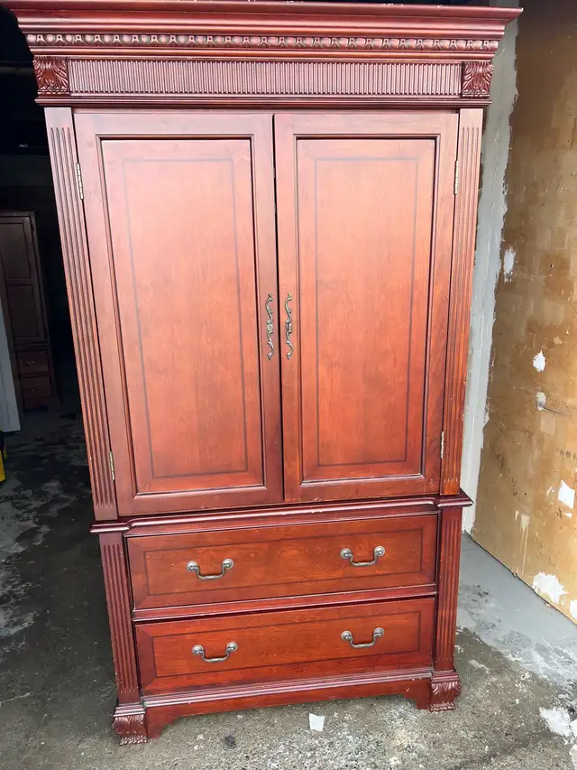 Free delivery used Large Wooden Armoire Wardrobe with Drawers