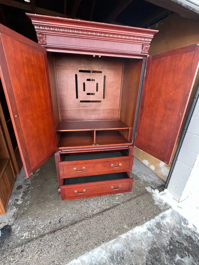 Free delivery used Large Wooden Armoire Wardrobe with Drawers - Photo 4