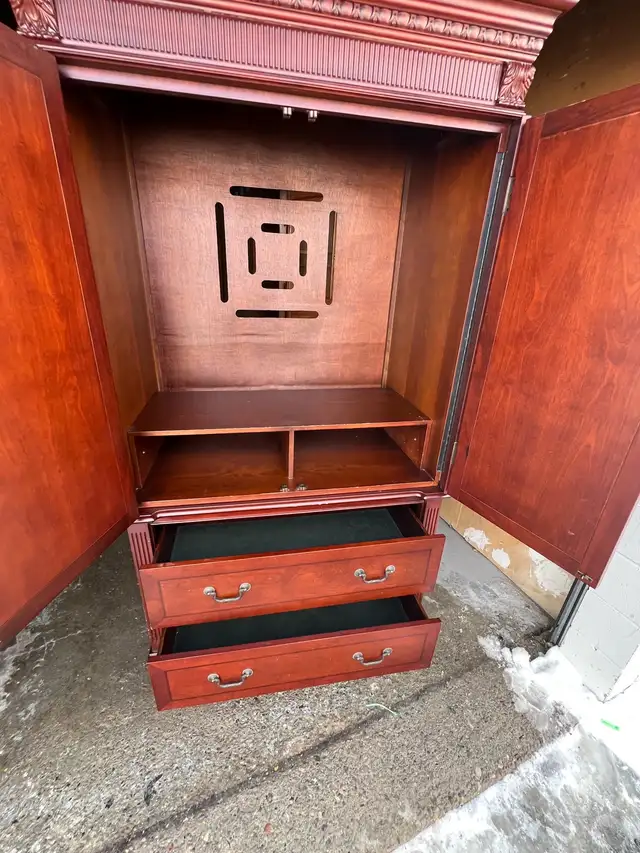 Free delivery used Large Wooden Armoire Wardrobe with Drawers - Photo 5
