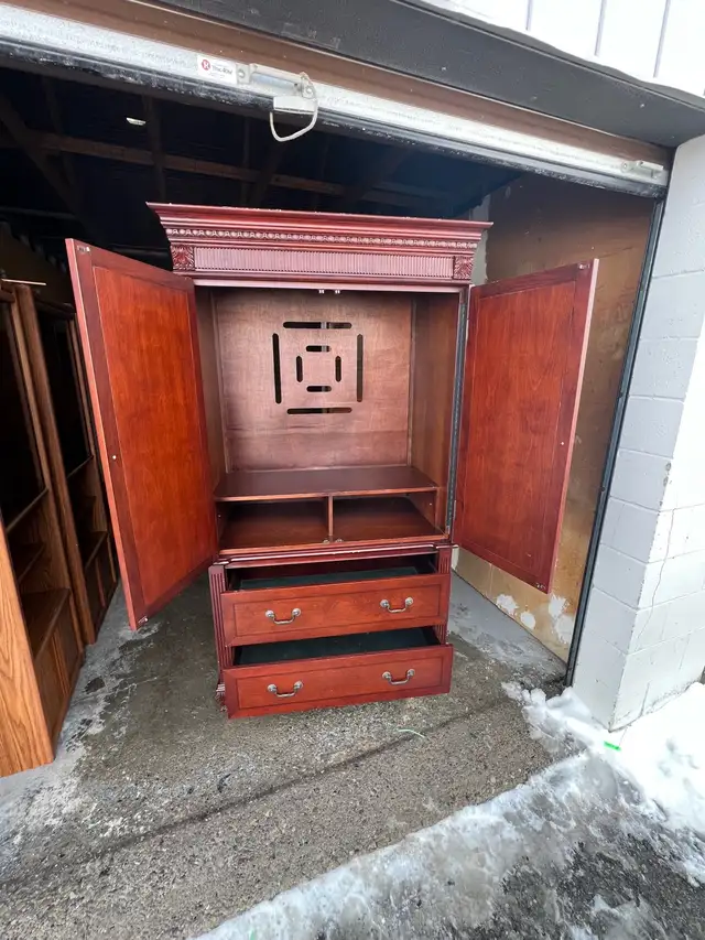 Free delivery used Large Wooden Armoire Wardrobe with Drawers - Photo 8