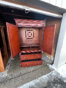 Free delivery used Large Wooden Armoire Wardrobe with Drawers - Photo 8