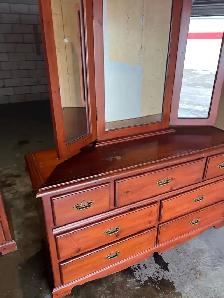 Free delivery used Wooden Dresser with Tri-Fold Mirror - Photo 5