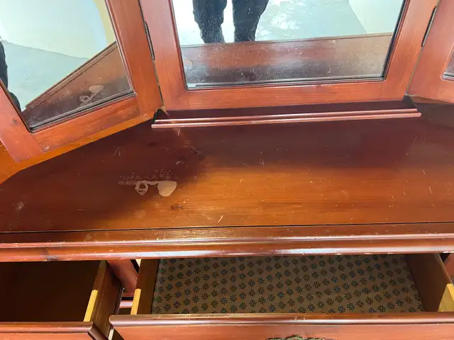 Free delivery used Wooden Dresser with Tri-Fold Mirror - Photo 7