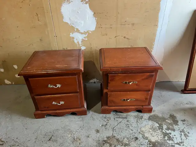Free delivery used Two Wooden Nightstands - Photo 2