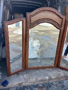 Free delivery used Vintage Oak Tri-Fold Vanity Mirror - Photo 3
