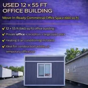 12 x 55 ft Office Building – 660 Sq Ft – Ready to Use – $50,000