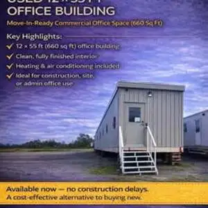 12 x 55 ft Office Building – 660 Sq Ft – Move-In Ready – $79,000