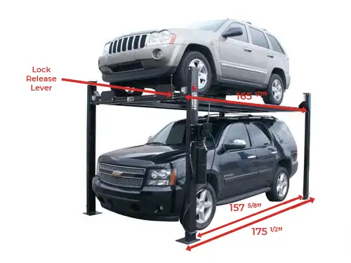 4 Post Car Lift, Parking Lift, Storage Lift 8000lb., Extra Tall