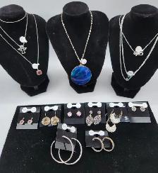 .925 Silver Earrings & Necklaces: Diamond, Aquamarine, Swarovski