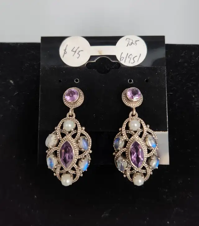 .925 Silver Earrings & Necklaces: Diamond, Aquamarine, Swarovski - Photo 5