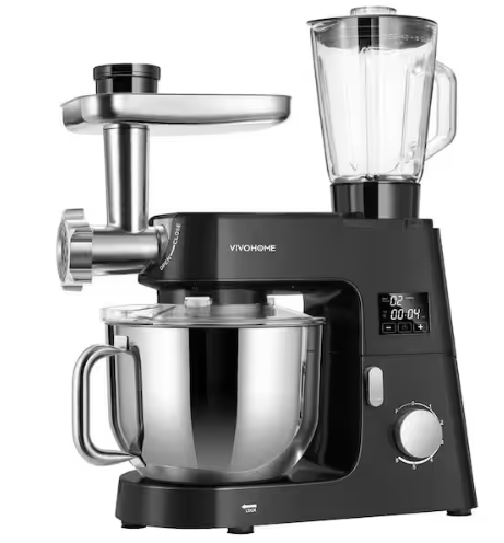 VIVOHOME 7.5 qt 6-Speed Black 9 in 1 Stainless Steel Stand Mixer - Photo 3