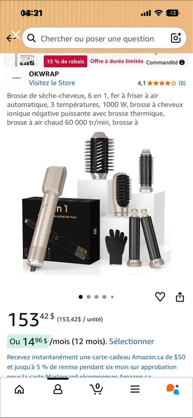 brosse,frise sèche cheveux 6 in 1