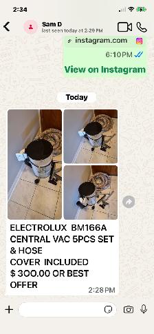 ELECTROLUX  BM166A CENTRAL VAC 5PCS SET & HOSE COVER  INCLUDED