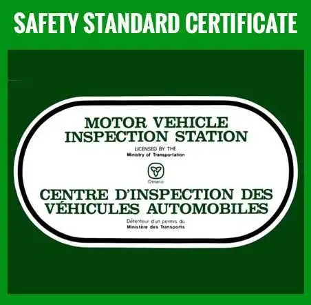 Ontario Safety Inspection Certificate