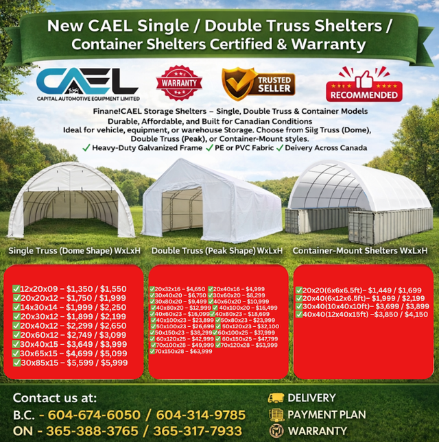 -New CAEL Single / Double Truss Shelters / Container Shelters Ce
