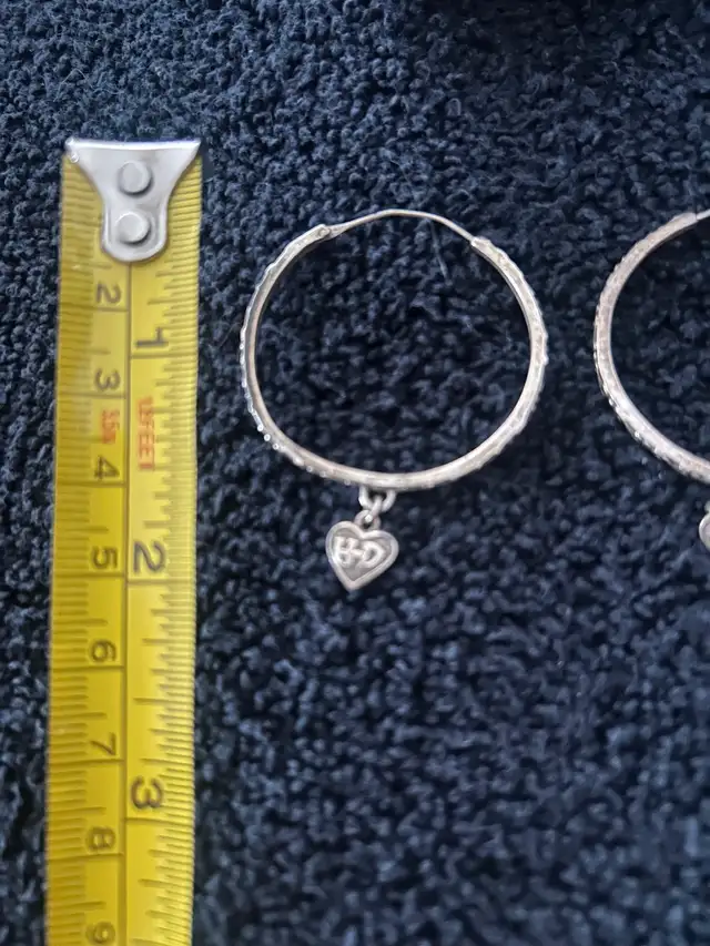 Harley Davidson Silver Hoop Earrings - Photo 2