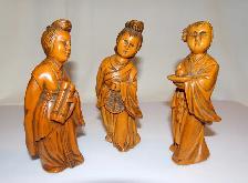 Antique Chinese Treasurers! 3 finely hand-carved women figures