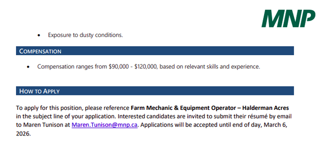 EMPLOYMENT OPPORTUNITY - Farm Mechanic & Equipment Operator - Photo 3