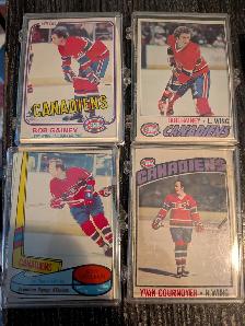 4 Montreal Canadiens hockey cards OPC Lafleur, Cournoyer, Gainey